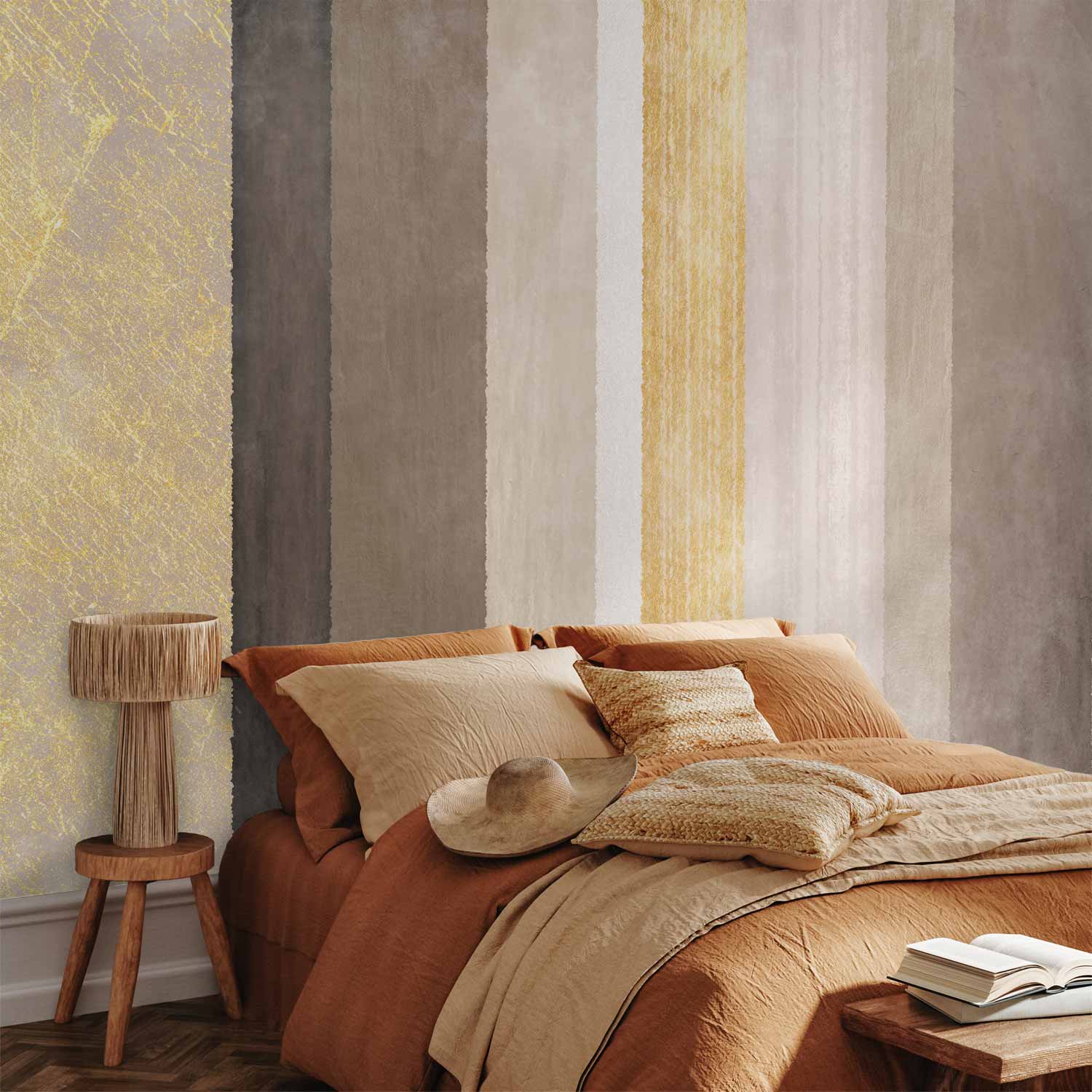 Abstract Striped Gold Pattern Wall Mural