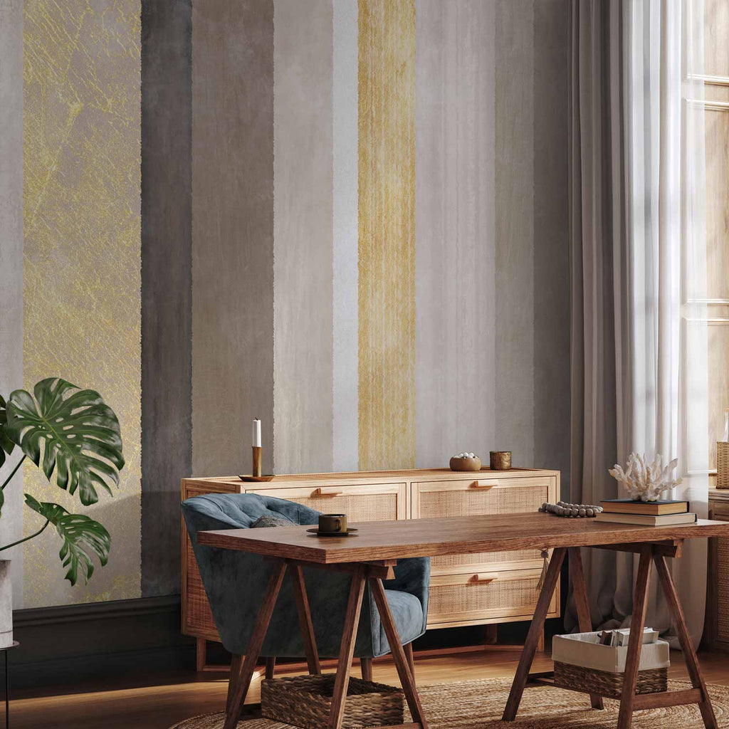 Abstract Striped Gold Pattern Wall Mural