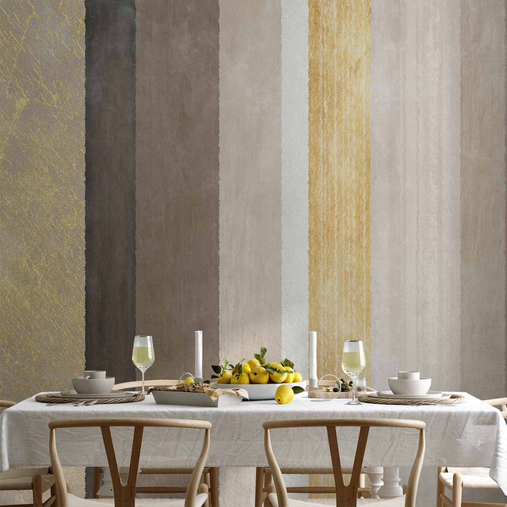 Wall Mural Striped Pattern Abstract Background with Gold Accent