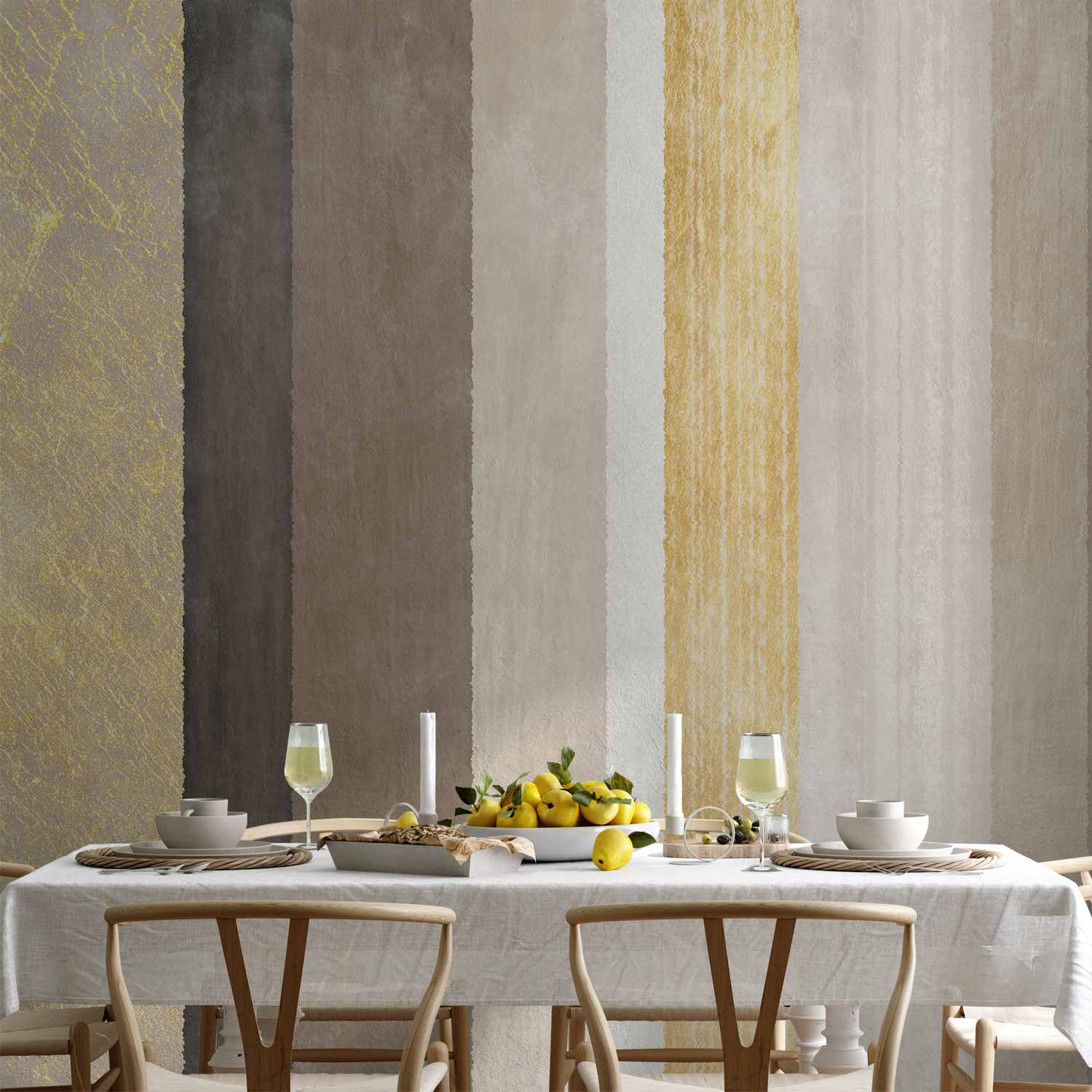 Wall Mural Striped Pattern Abstract Background with Gold Accent
