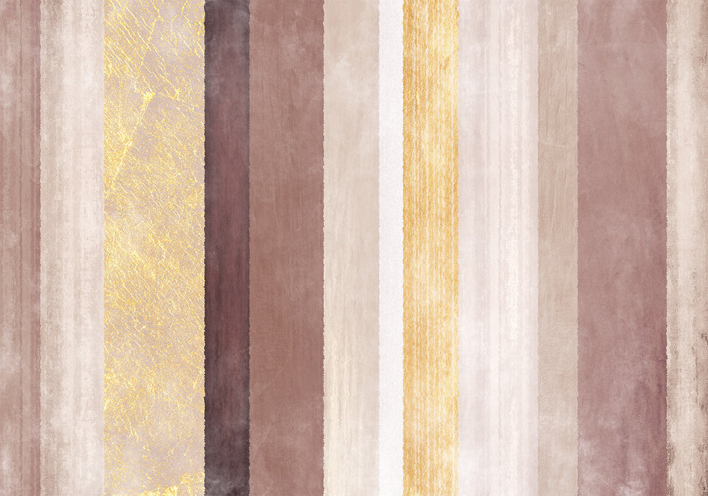 Wall Mural - Striped pattern - abstract background in stripes of different colours with gold pattern