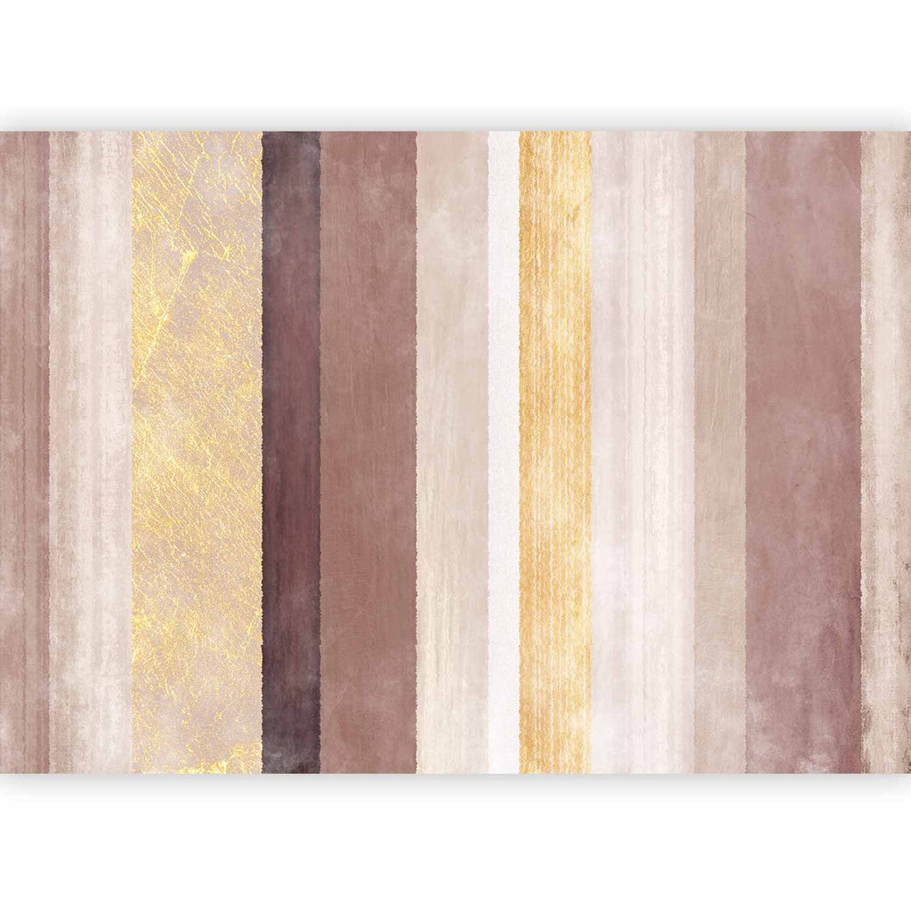 Wall Mural - Striped pattern - abstract background in stripes of different colours with gold pattern