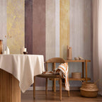 Wall Mural - Striped pattern - abstract background in stripes of different colours with gold pattern