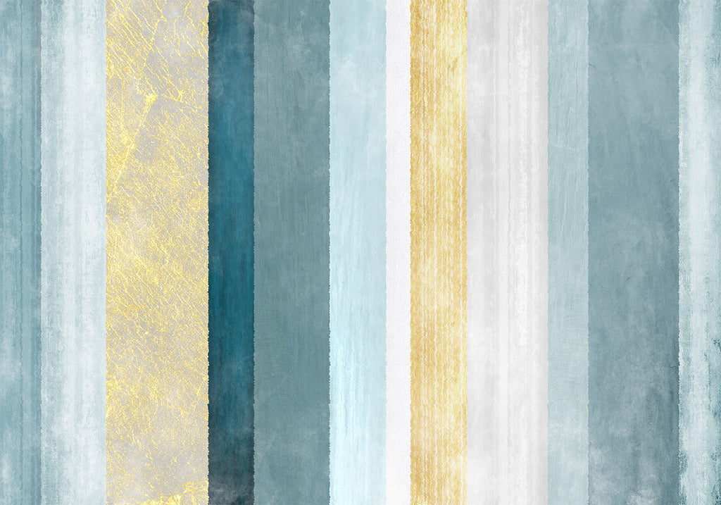 Wall Mural Striped Pattern Abstract Blue and Gold