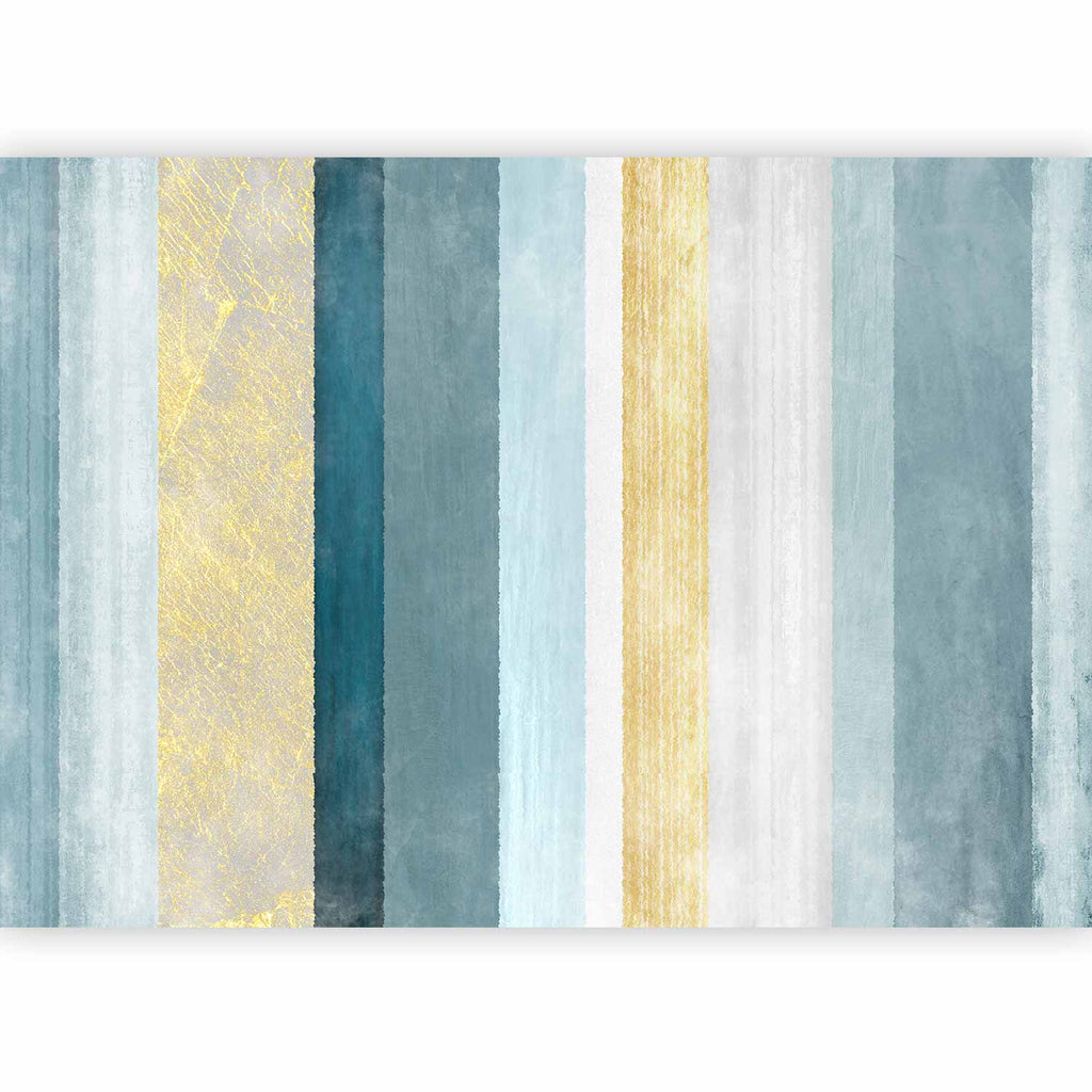 Wall Mural Striped Pattern Abstract Blue and Gold