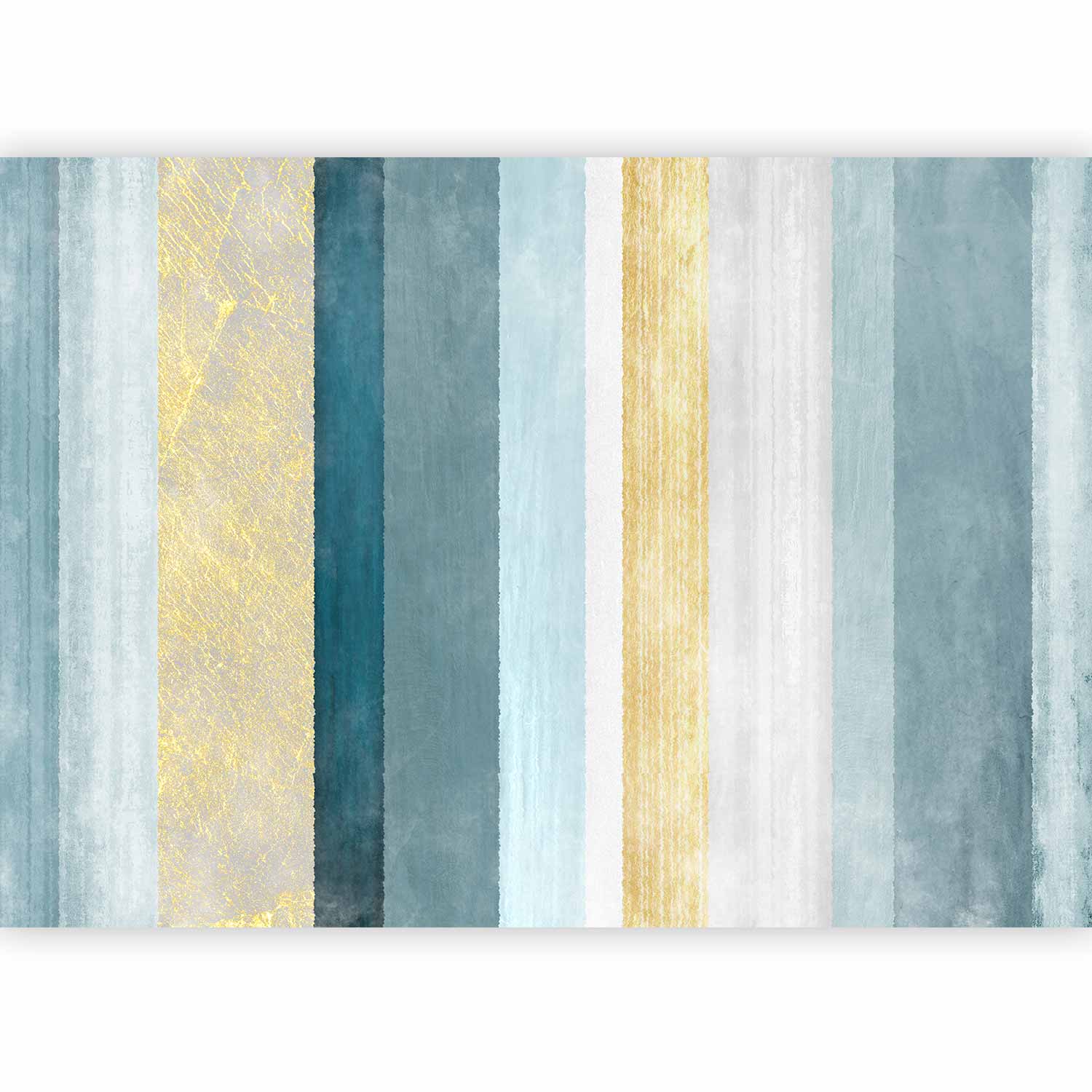 Wall Mural Striped Pattern Abstract Blue and Gold