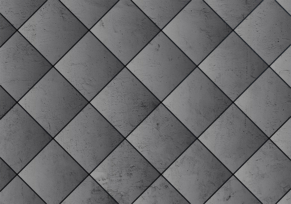 Wall Mural Grey Symmetry Geometric Concrete Pattern with Black Joints