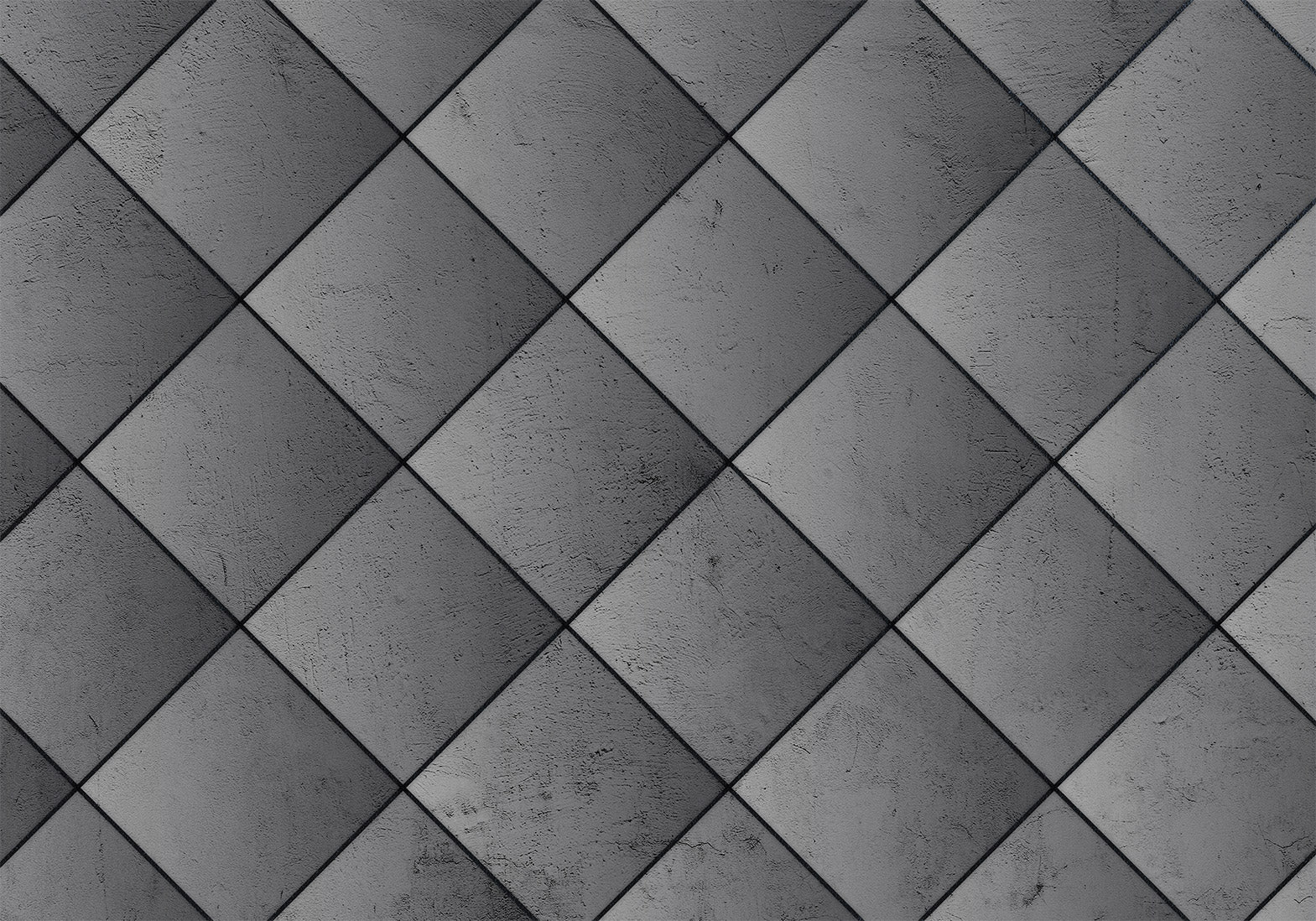 Wall Mural Grey Symmetry Geometric Concrete Pattern with Black Joints
