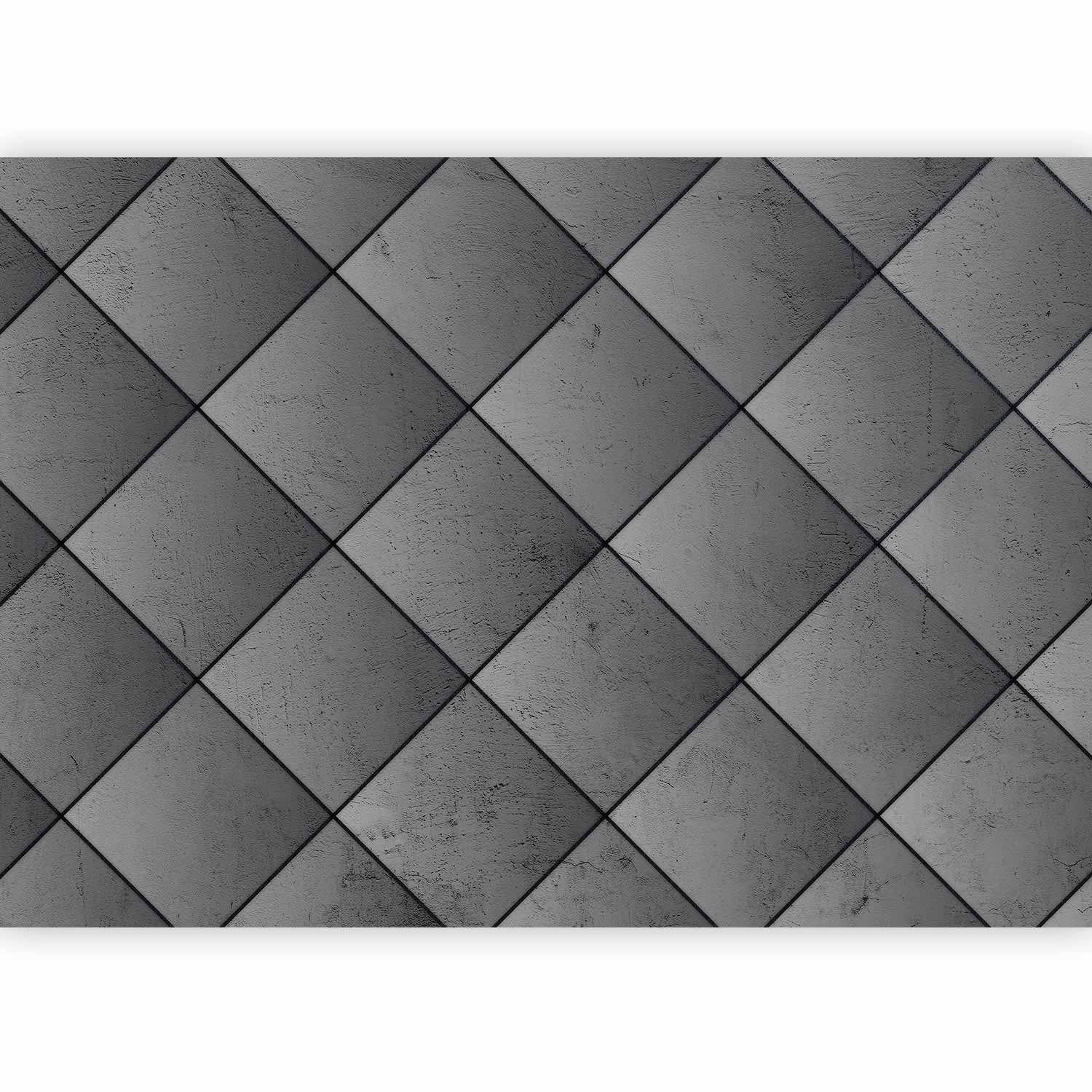 Wall Mural Grey Symmetry Geometric Concrete Pattern with Black Joints