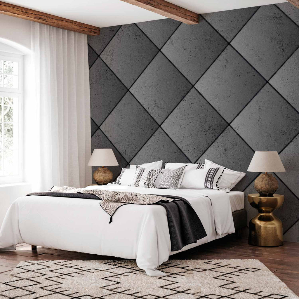 Grey Symmetry Geometric Concrete Wall Mural