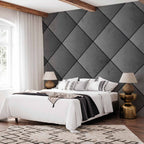 Grey Symmetry Geometric Concrete Wall Mural