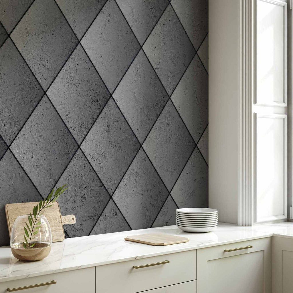 Grey Symmetry Geometric Concrete Wall Mural