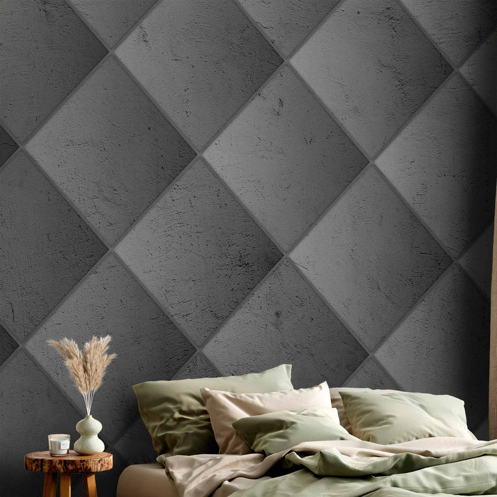 Grey Symmetry Concrete Geometric Wall Mural