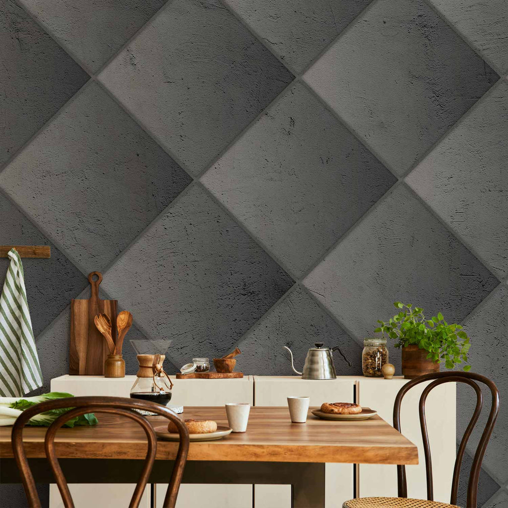 Grey Symmetry Concrete Geometric Wall Mural