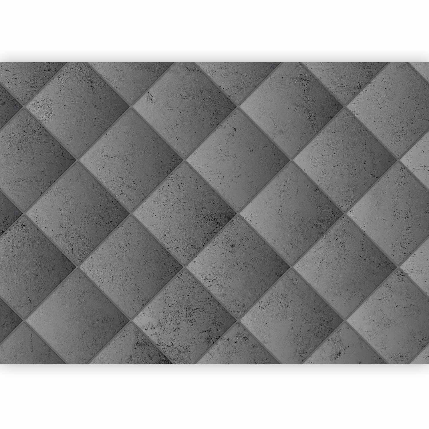 Wall Mural Grey Symmetry Geometric Concrete Pattern with Light Joints