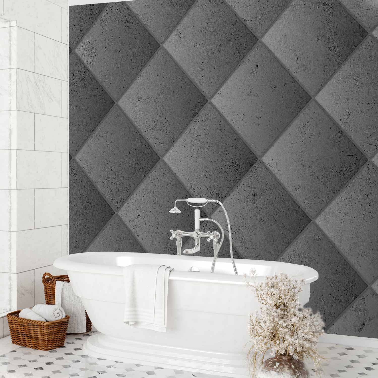 Grey Symmetry Concrete Geometric Wall Mural