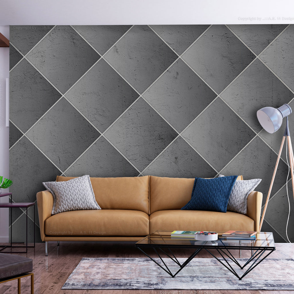 Wall Mural Grey symmetry geometric concrete pattern