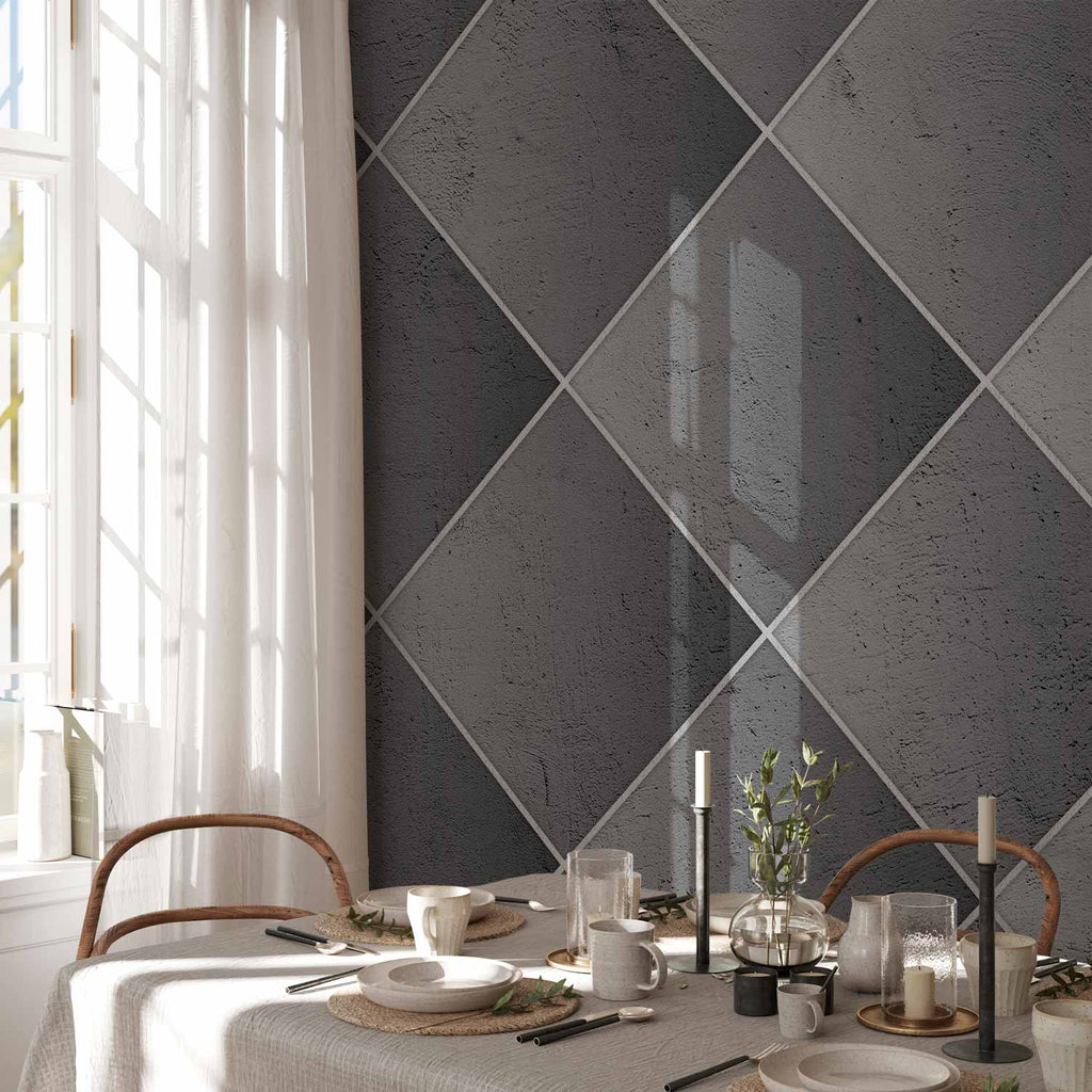 Grey Symmetry Geometric Concrete Pattern Wall Mural