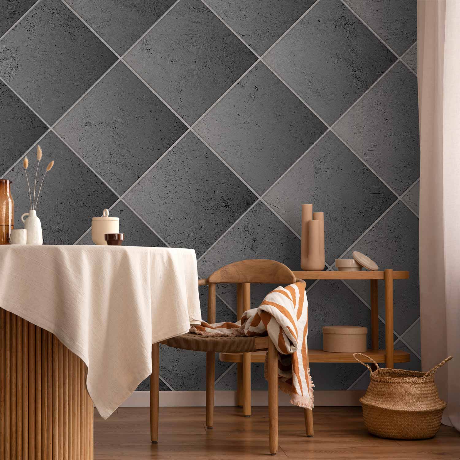 Wall Mural Grey symmetry geometric concrete pattern