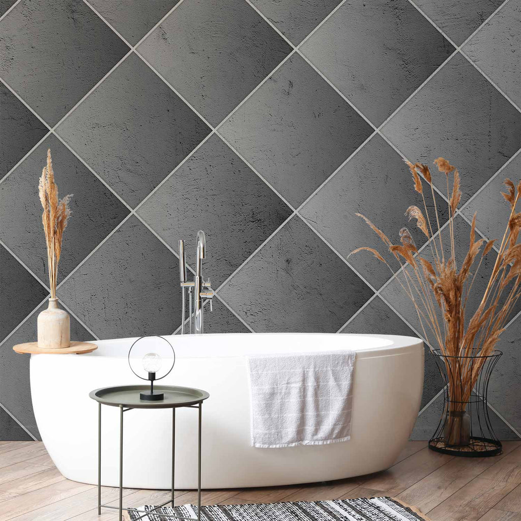 Grey Symmetry Geometric Concrete Pattern Wall Mural