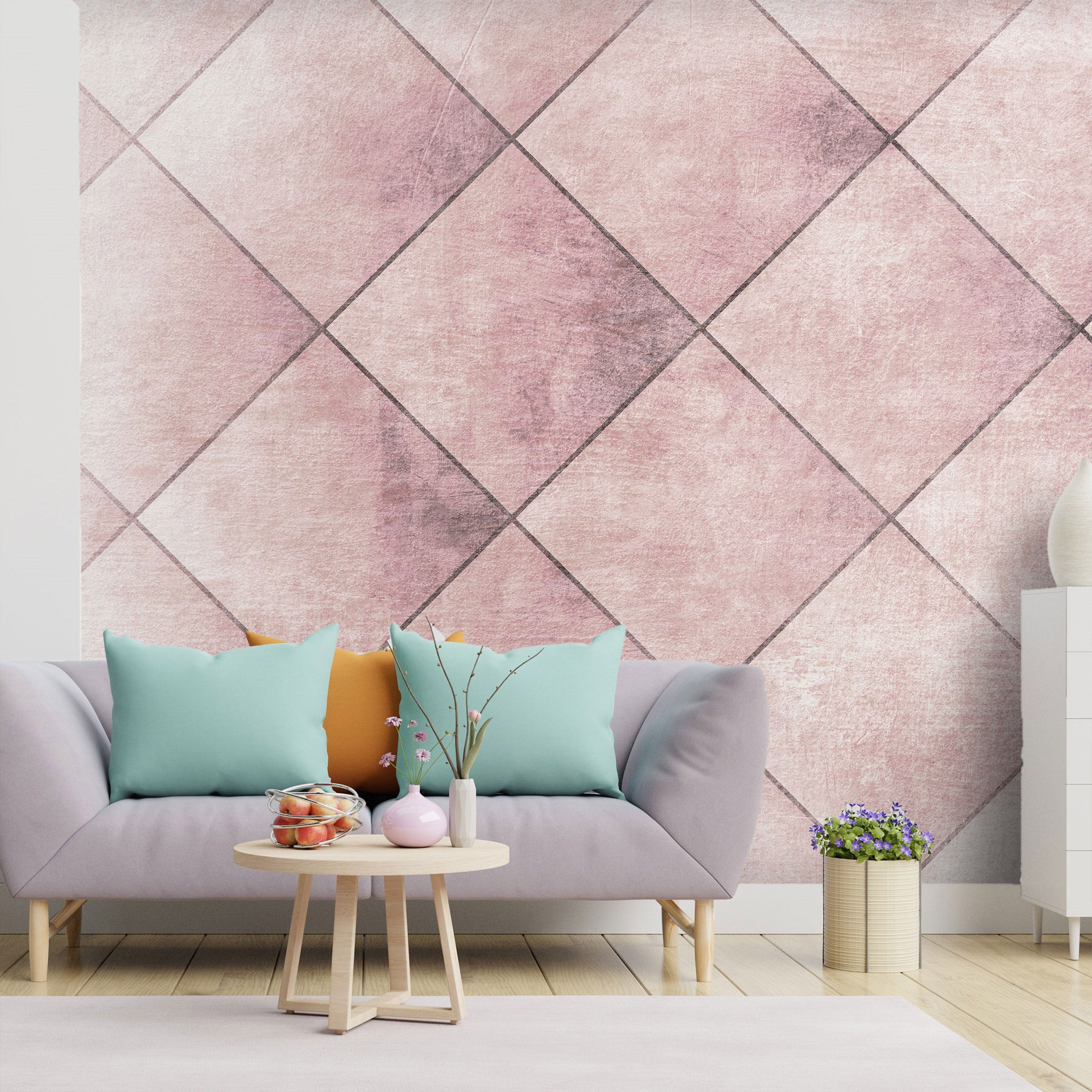 Wall Mural - Perfect cuts: Uniform geometric tile pattern