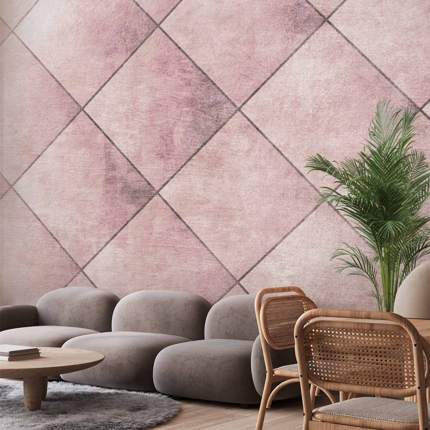 Wall Mural - Perfect cuts: Uniform geometric tile pattern