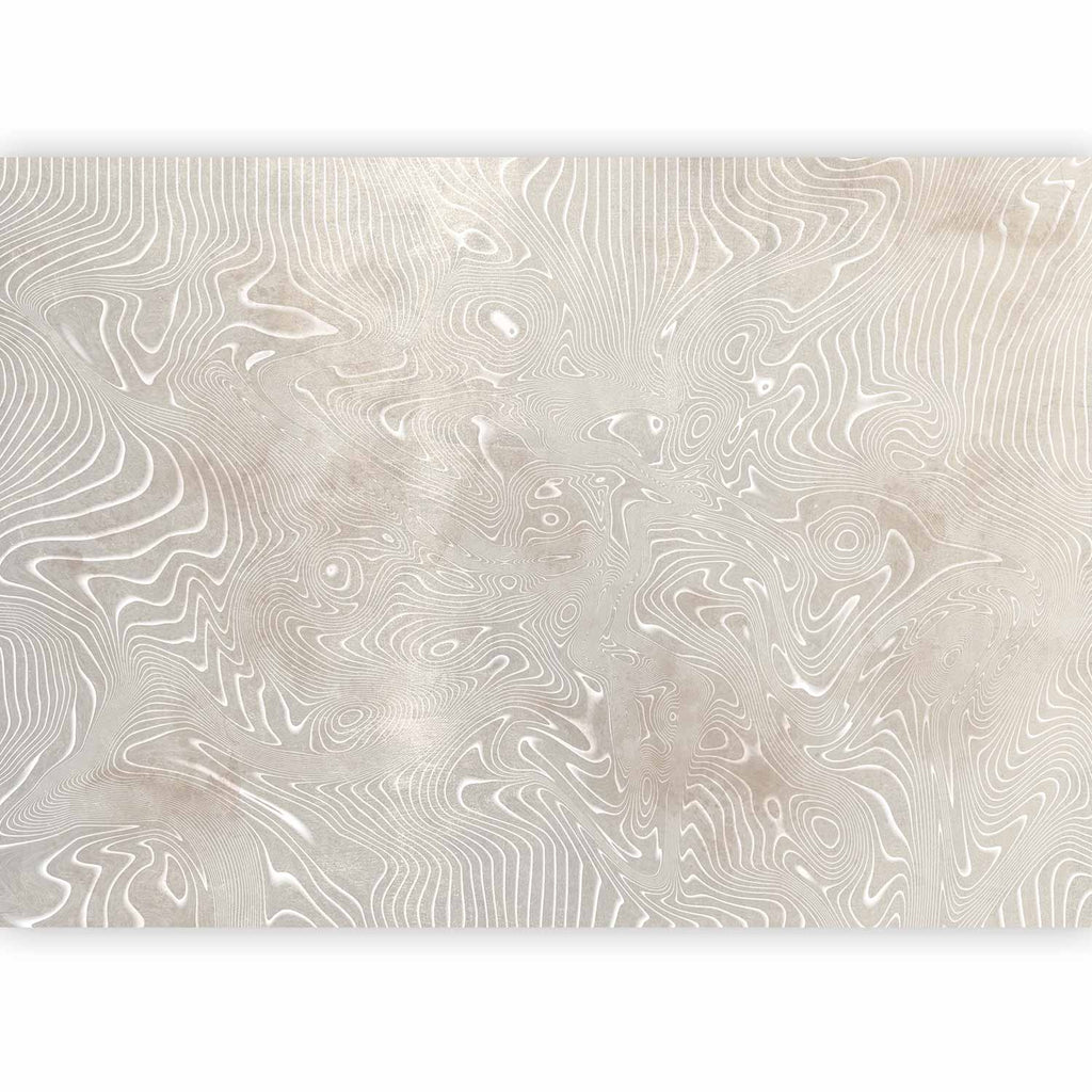 Wall Mural - Flowing shapes in beige and white abstract pattern
