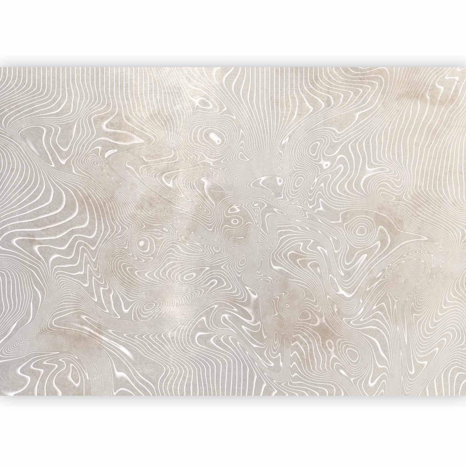 Wall Mural - Flowing shapes in beige and white abstract pattern