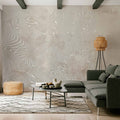 Abstract Flowing Shapes Beige and White Wall Mural