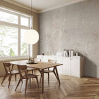 Abstract Flowing Shapes Beige and White Wall Mural