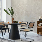 Abstract Flowing Shapes Beige and White Wall Mural