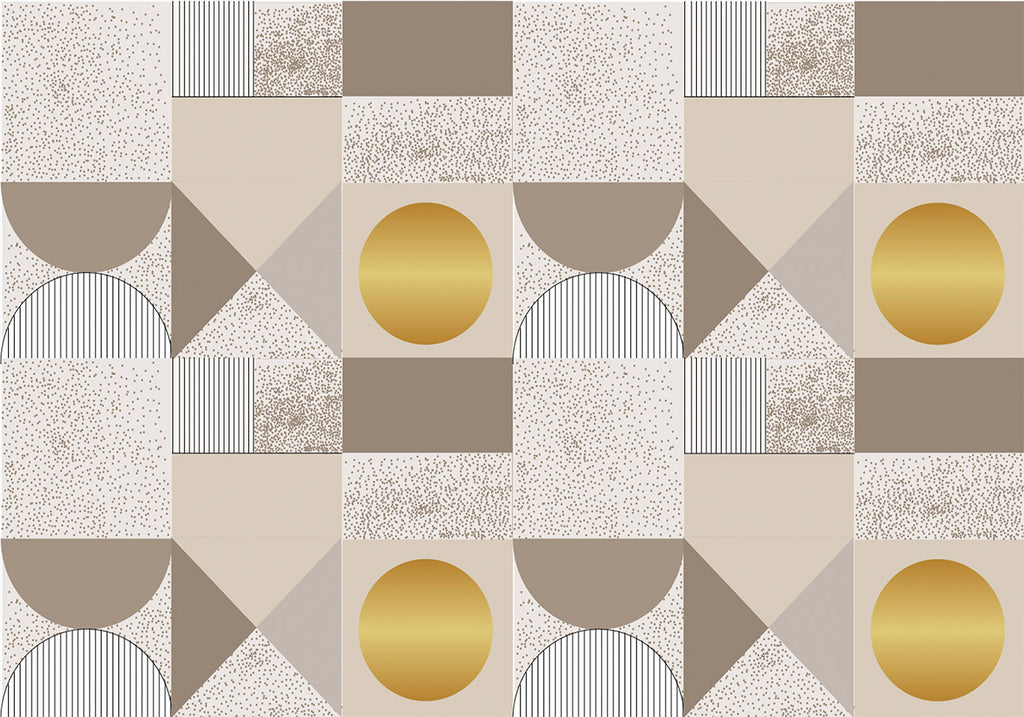 Wall Mural Beige Gold Geometric Pattern