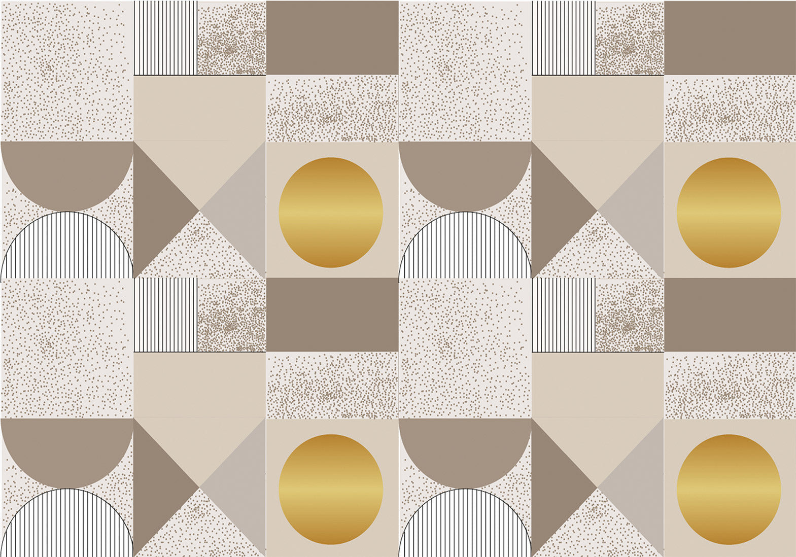Wall Mural Beige Gold Geometric Pattern
