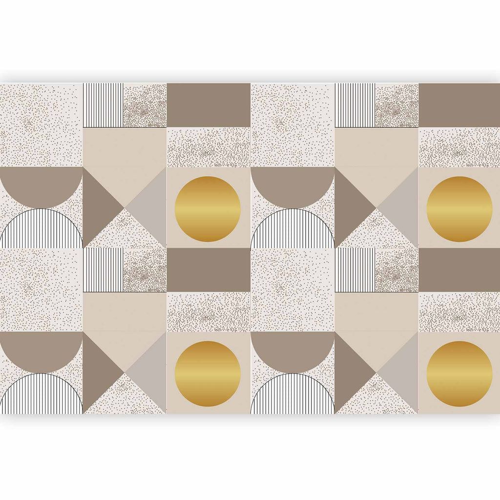 Wall Mural Beige Gold Geometric Pattern
