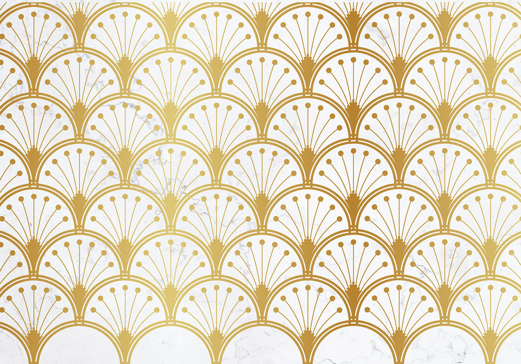 Wall Mural: Gold and Marble Art Deco-inspired Pattern