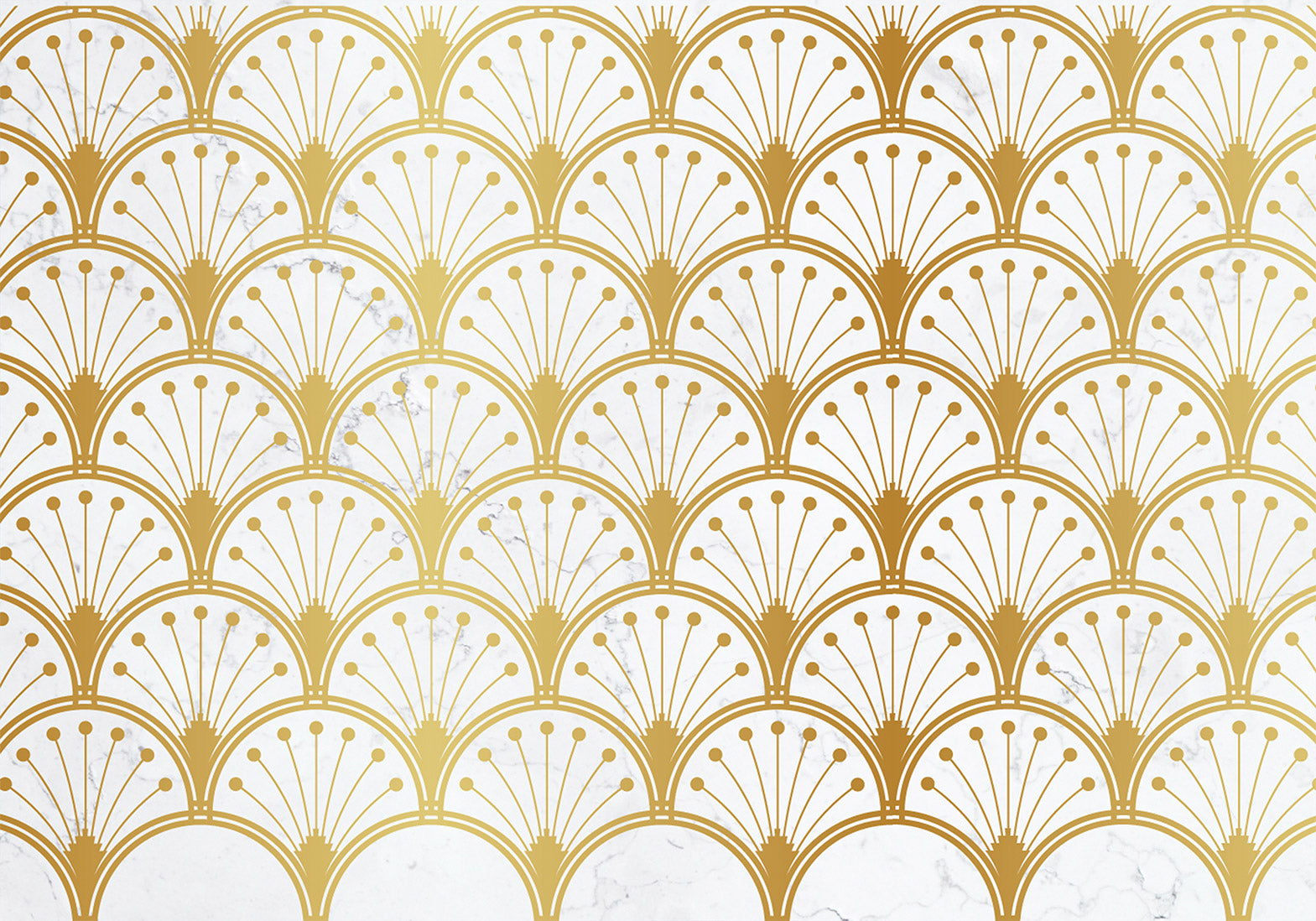 Wall Mural: Gold and Marble Art Deco-inspired Pattern