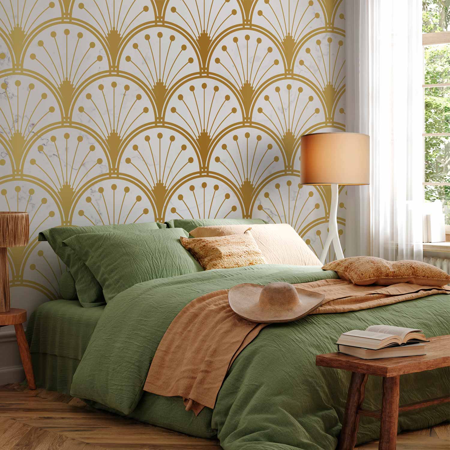 Gold Marble Art Deco Geometric Wall Mural