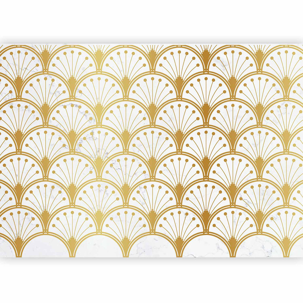 Wall Mural: Gold and Marble Art Deco-inspired Pattern