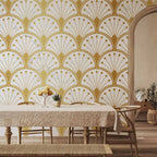 Wall Mural: Gold and Marble Art Deco-inspired Pattern
