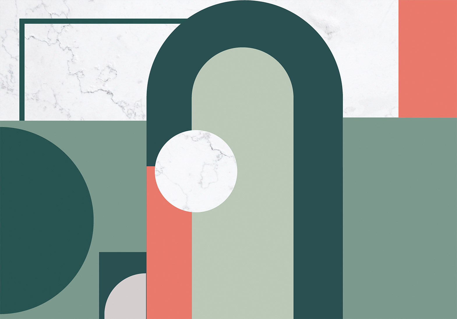 Wall Mural Geometric Pattern With Marble Motif