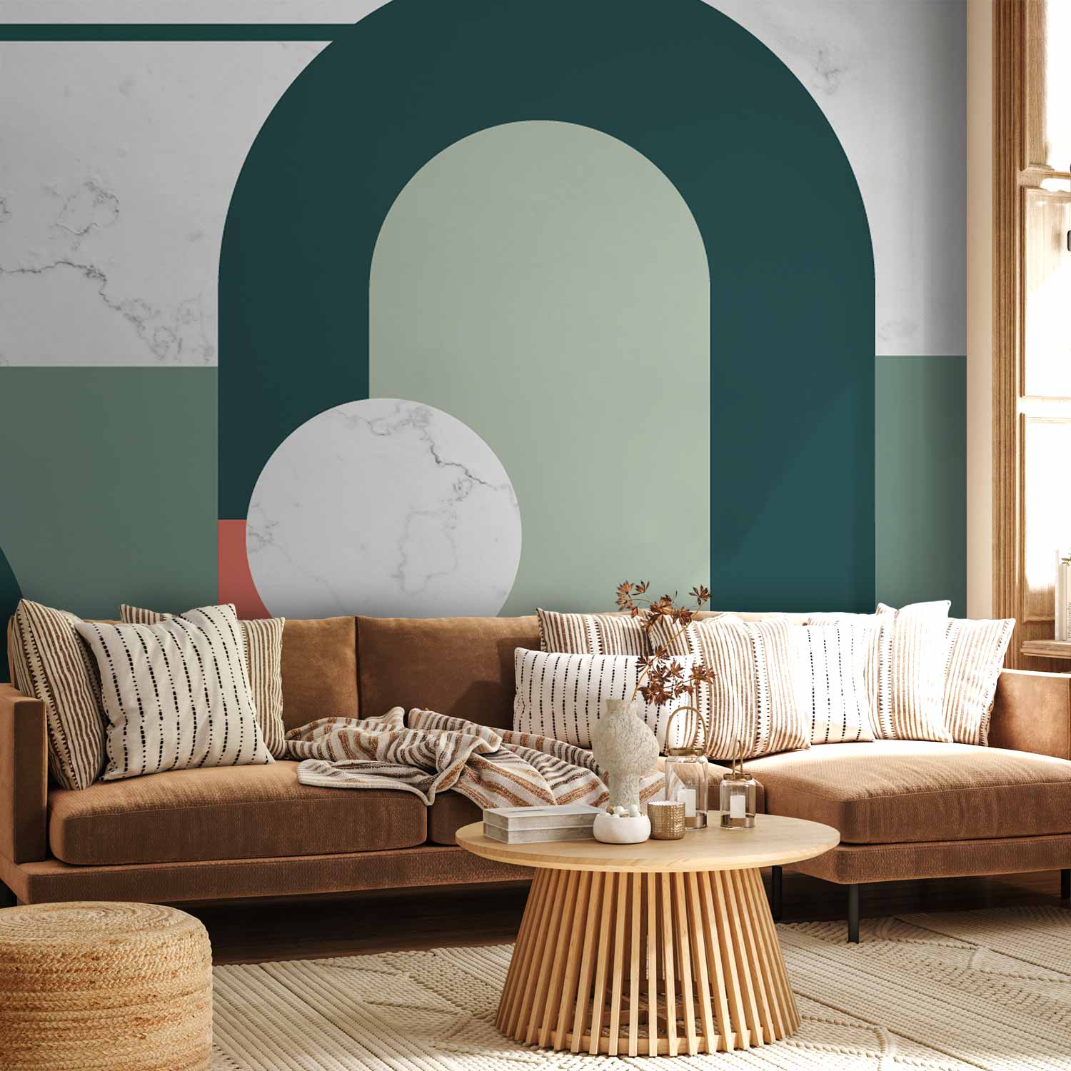 Wall Mural Geometric Pattern With Marble Motif