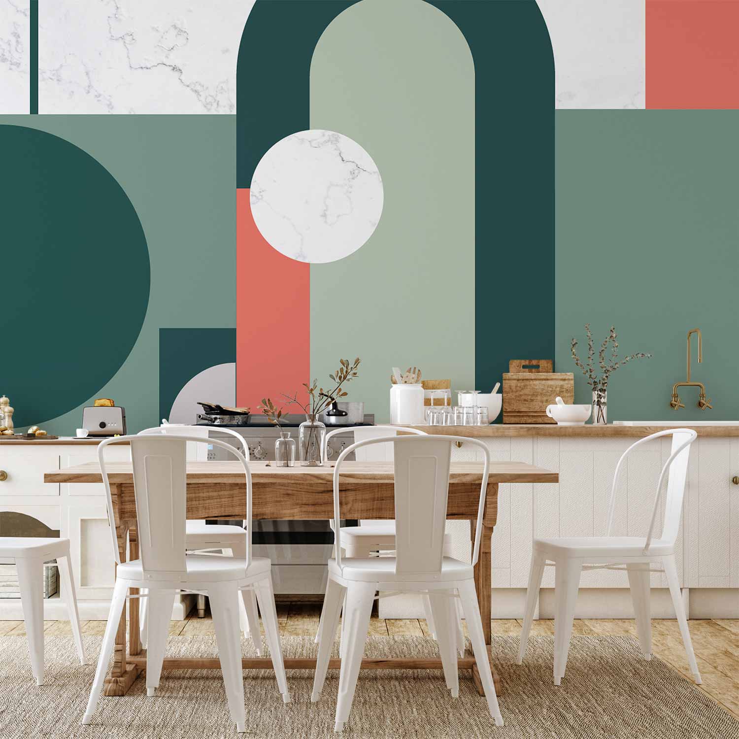 Wall Mural Geometric Pattern With Marble Motif