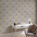 Gold Linear Geometric Pattern Wall Mural
