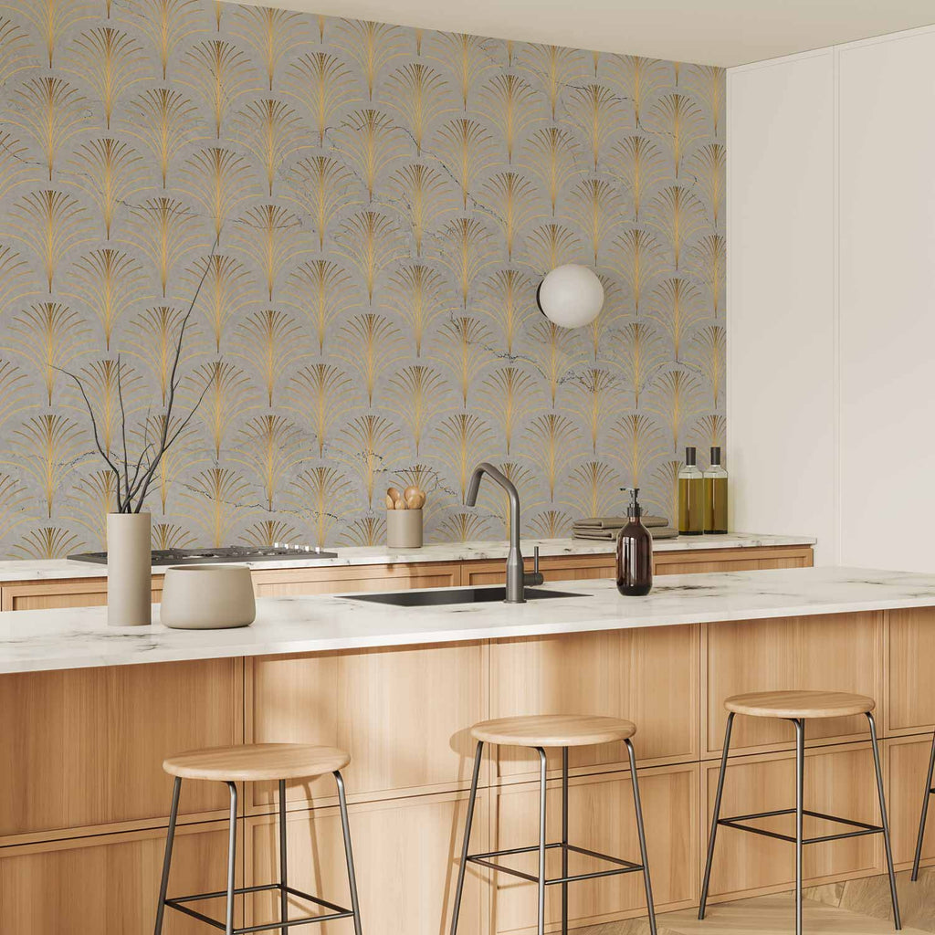 Gold Linear Geometric Pattern Wall Mural