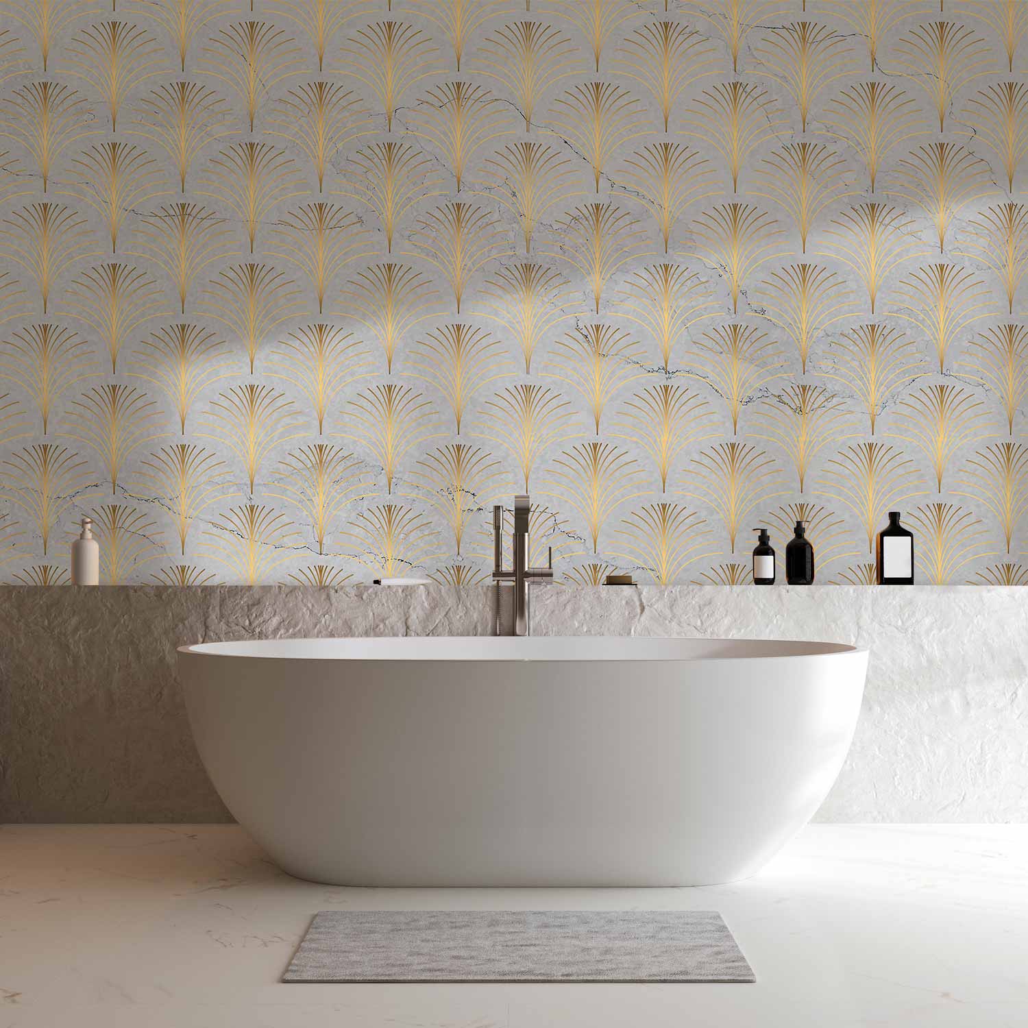 Gold Linear Geometric Pattern Wall Mural
