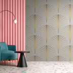 Wall Mural: Gold Linear Pattern on Marble Background