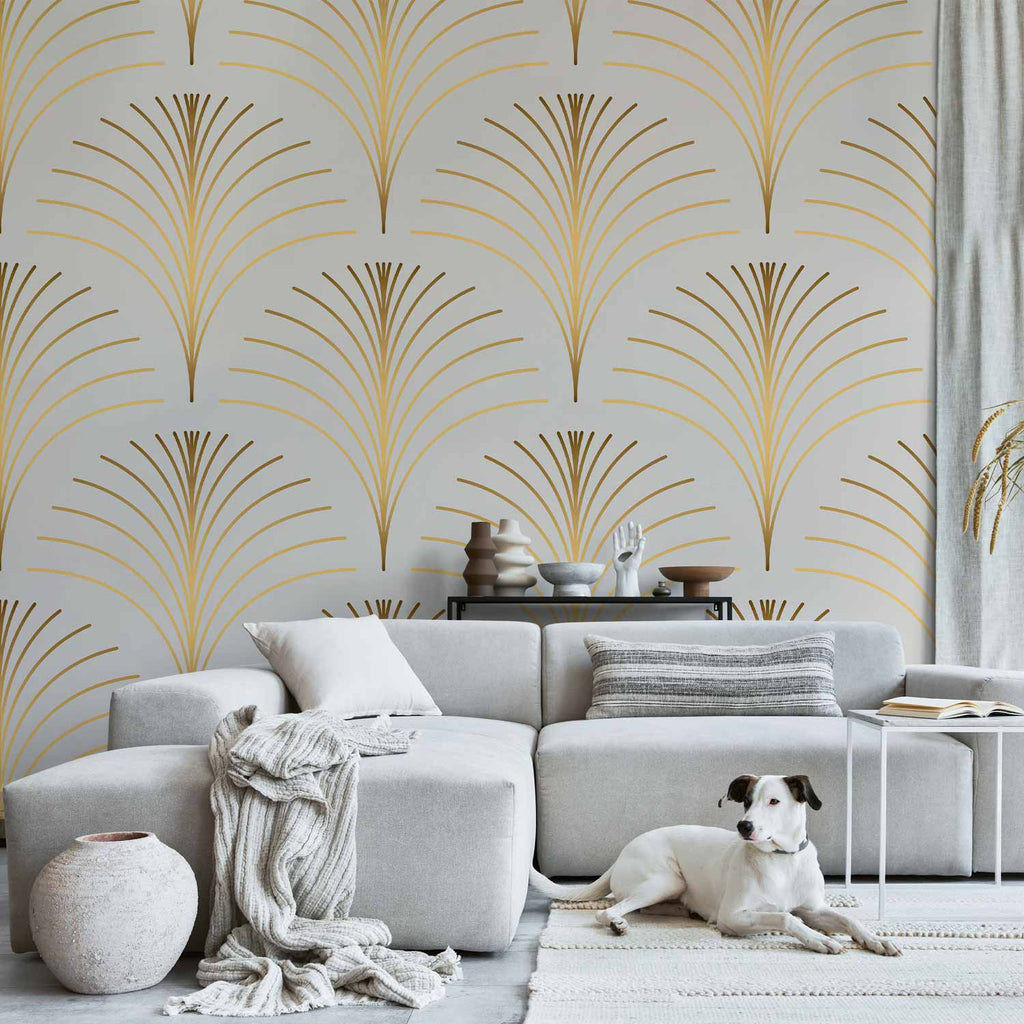 Wall Mural: Gold Linear Pattern on Marble Background