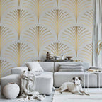 Wall Mural: Gold Linear Pattern on Marble Background