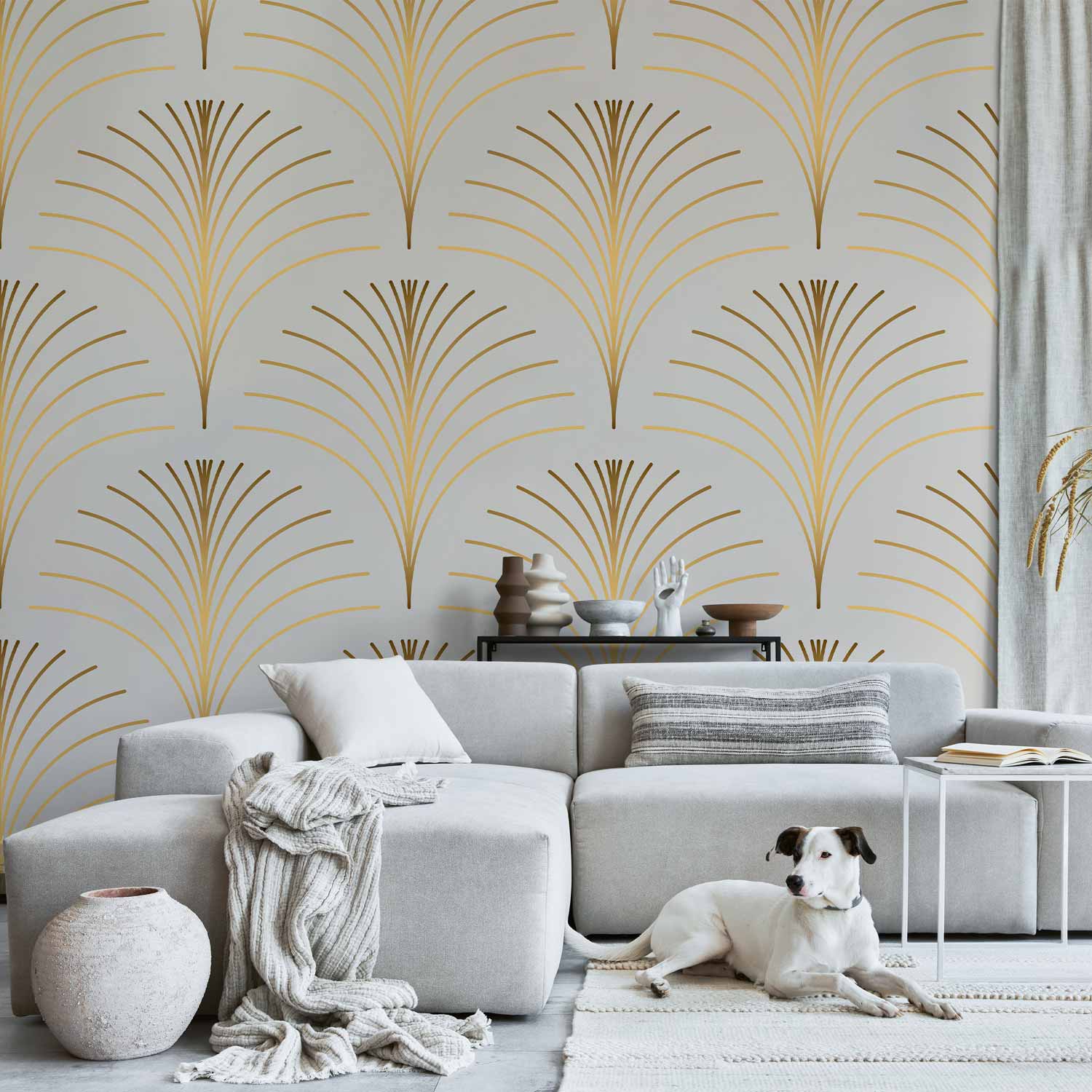 Wall Mural: Gold Linear Pattern on Marble Background
