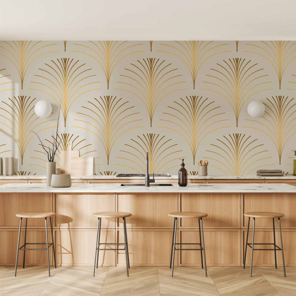 Wall Mural: Gold Linear Pattern on Marble Background